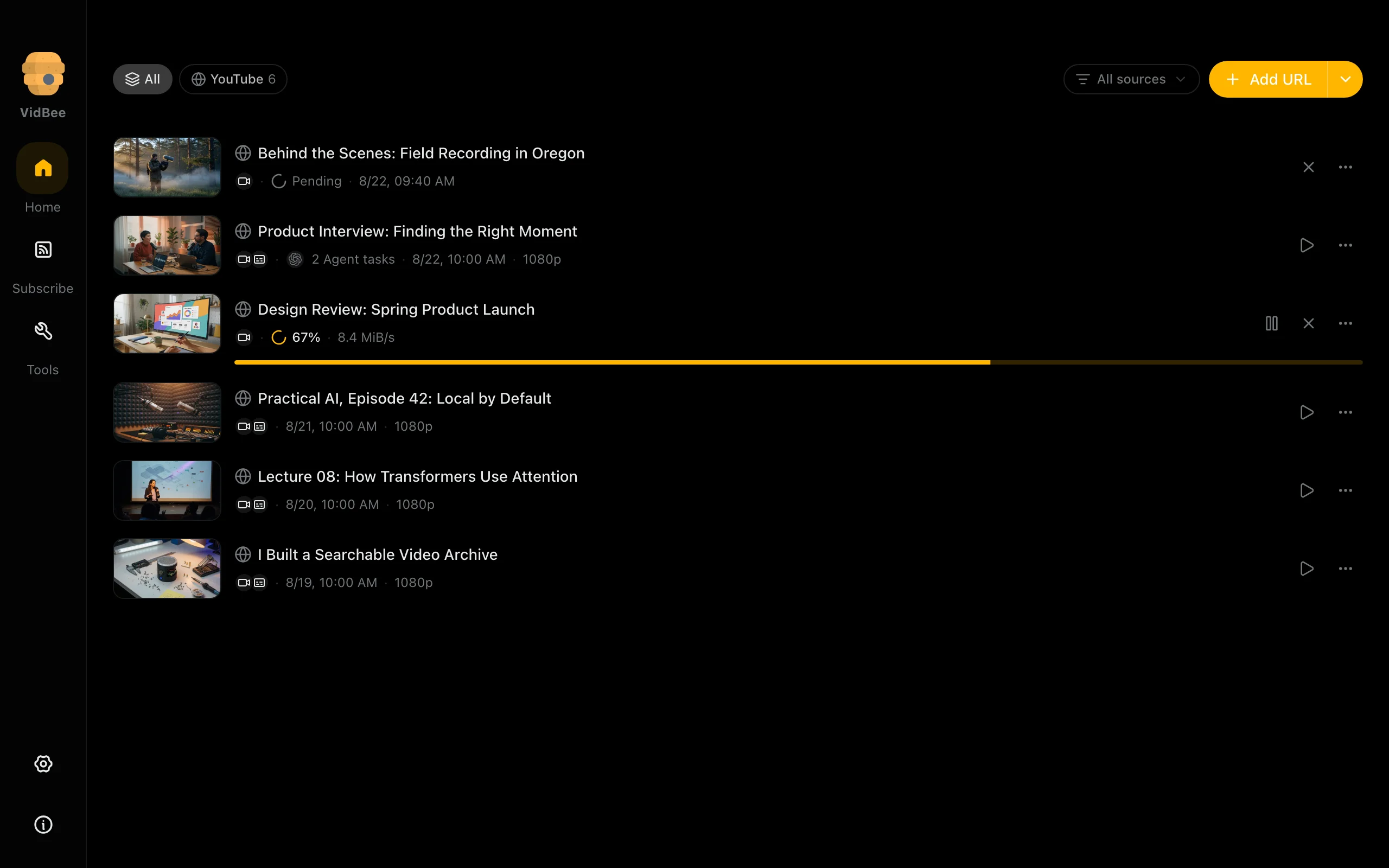 Download queue, Dark mode