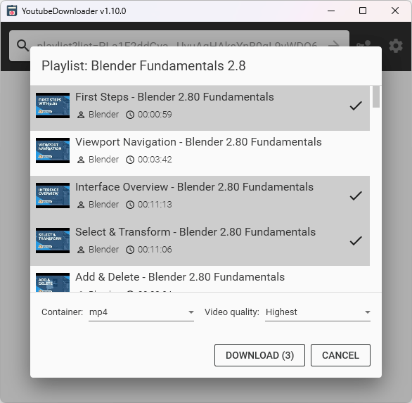 YoutubeDownloader Interface Preview