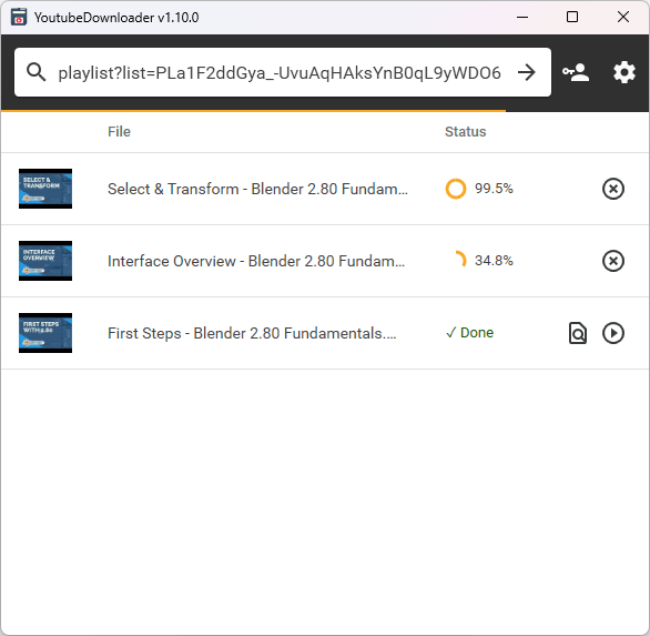 YoutubeDownloader Interface Preview