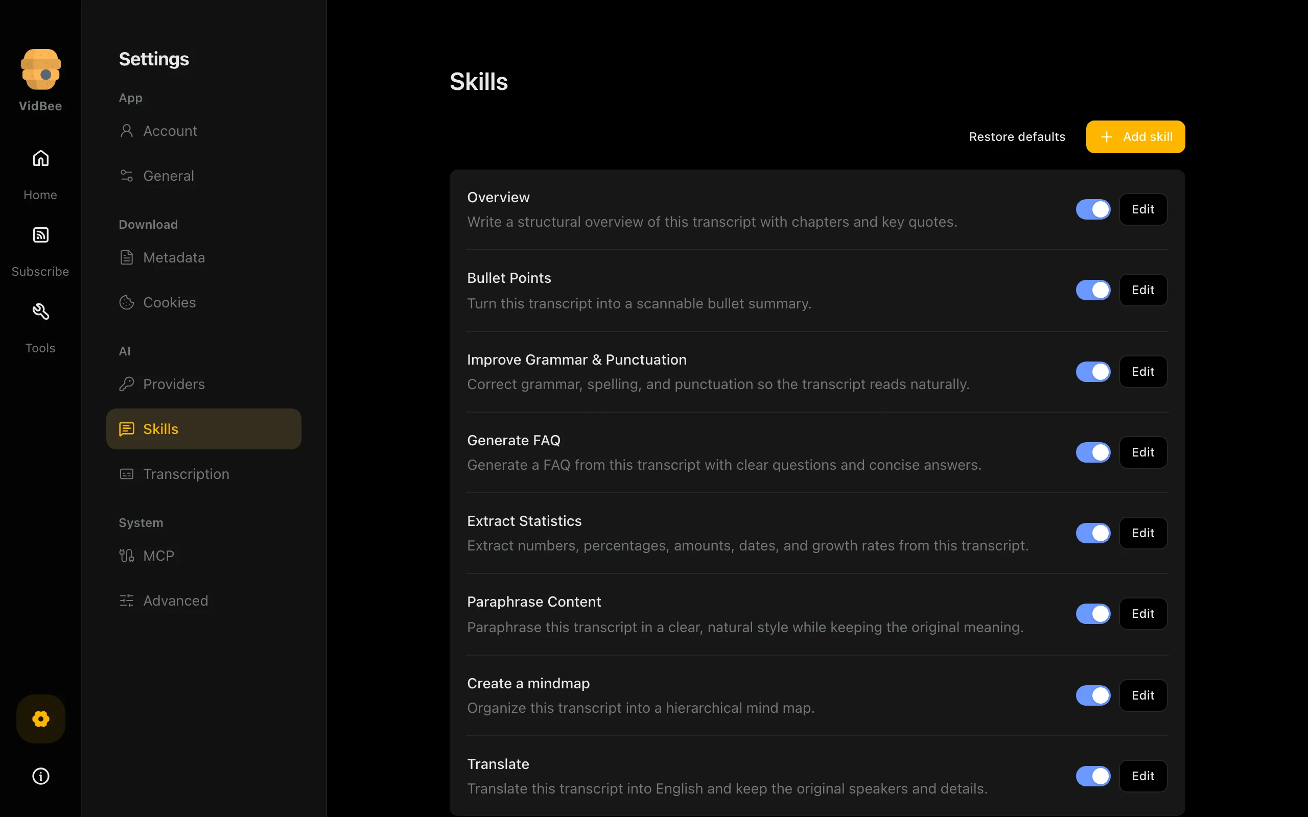 AI skills, Dark mode