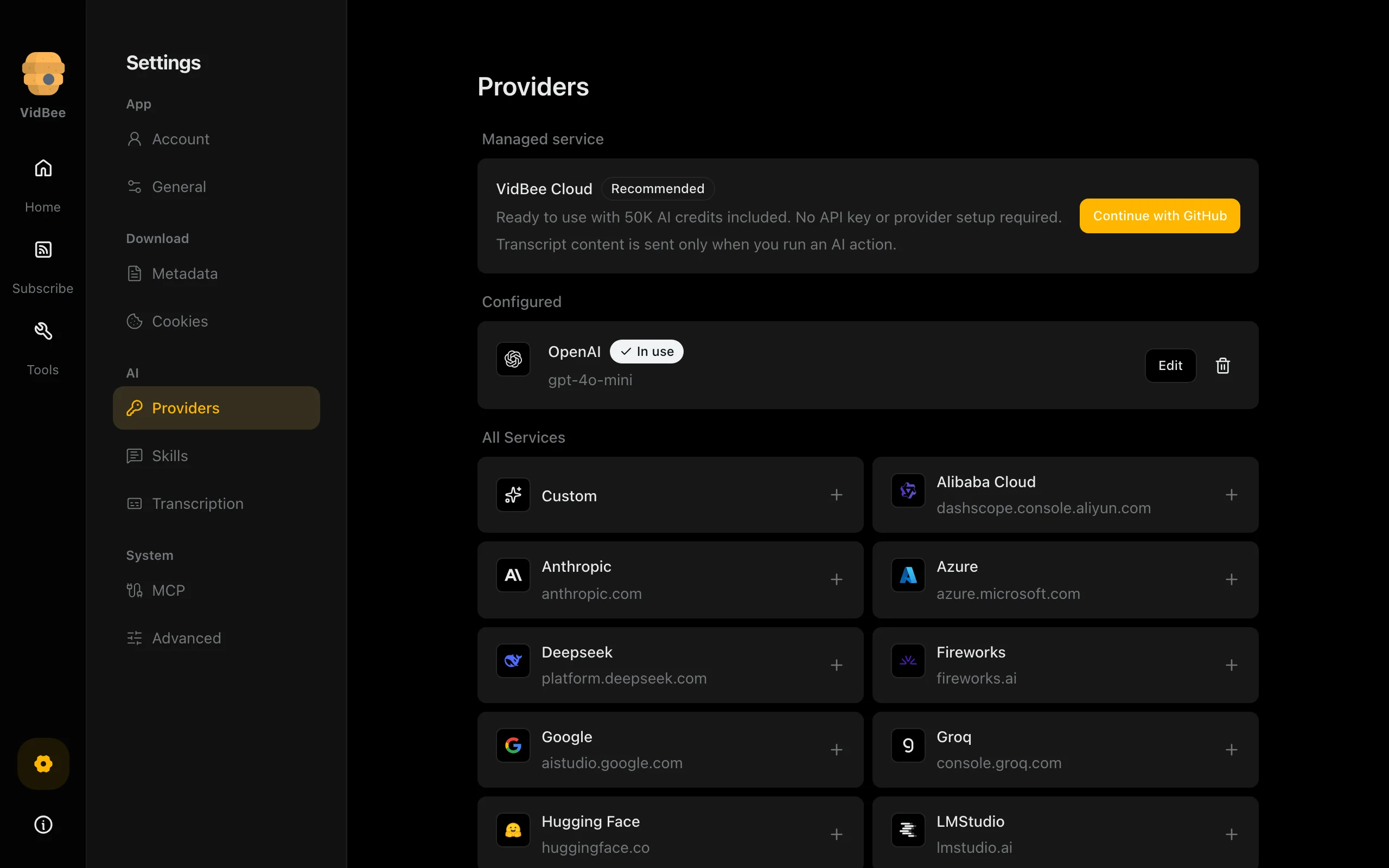 AI providers, Dark mode