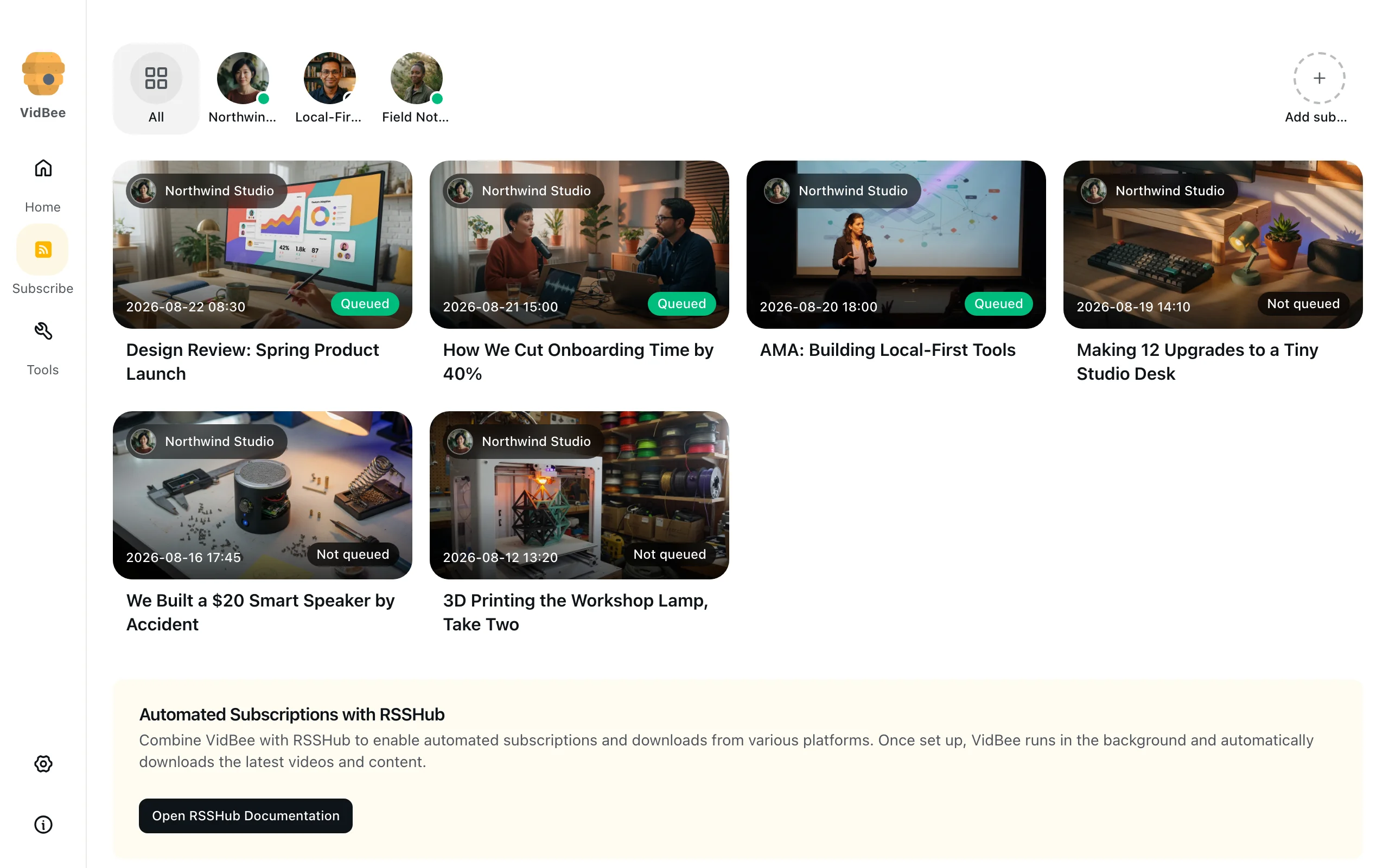 Subscriptions, Light mode